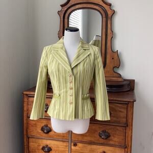 Intuitions Green Striped Blazer, Size 6